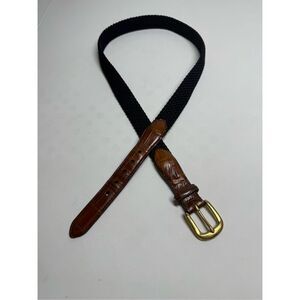 Brighton Braided Stretch Belt Croc Faux Leather Details Gold Buckle Size 40